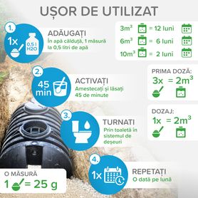 Curățător bio-enzimatic pentru FOSA SEPTICĂ și HAZNA 500g